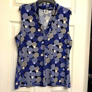 Anne Klein sleeveless blouse sz XL blue